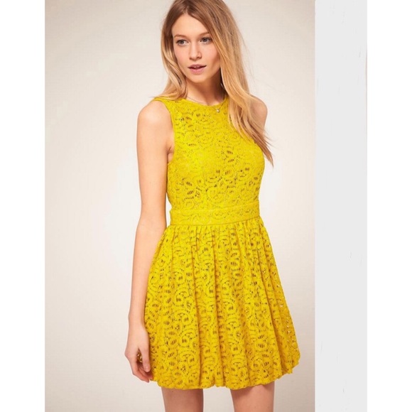 ASOS Dresses & Skirts - ASOS yellow lace dress, US 18